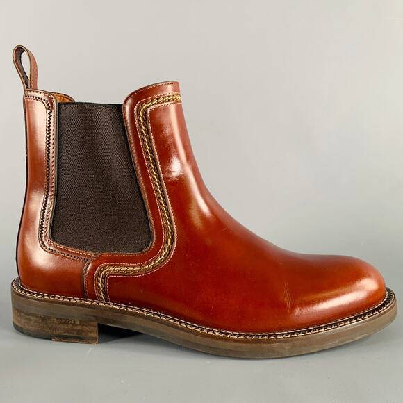 LANVIN Size 9 Cognac Brown Leather Pull On Boots main image 5